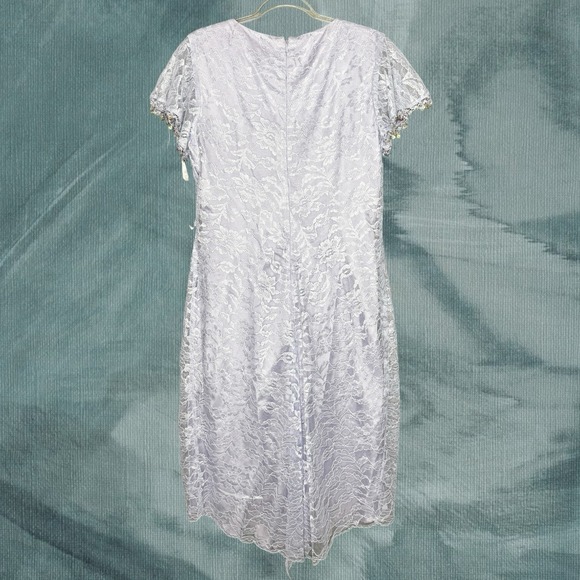 Vintage Lace Babydoll Midi Dress Lavender Size 14 Fairy Wedding Guest‎ New - Picture 2 of 6